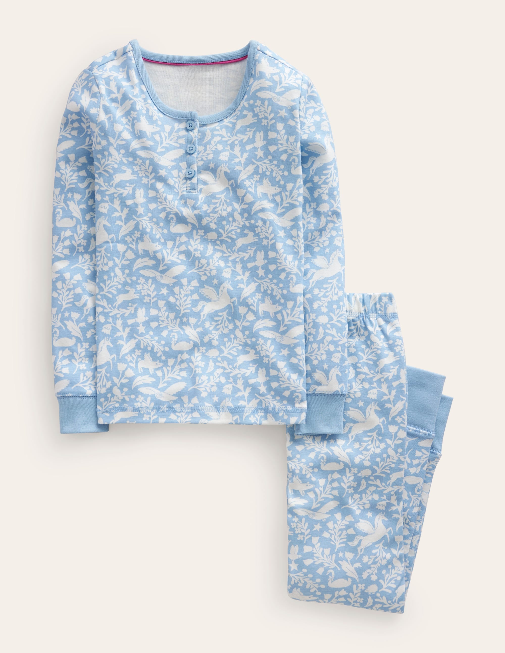Snug Henley Pyjamas-Ice Blue Pets - Image 1