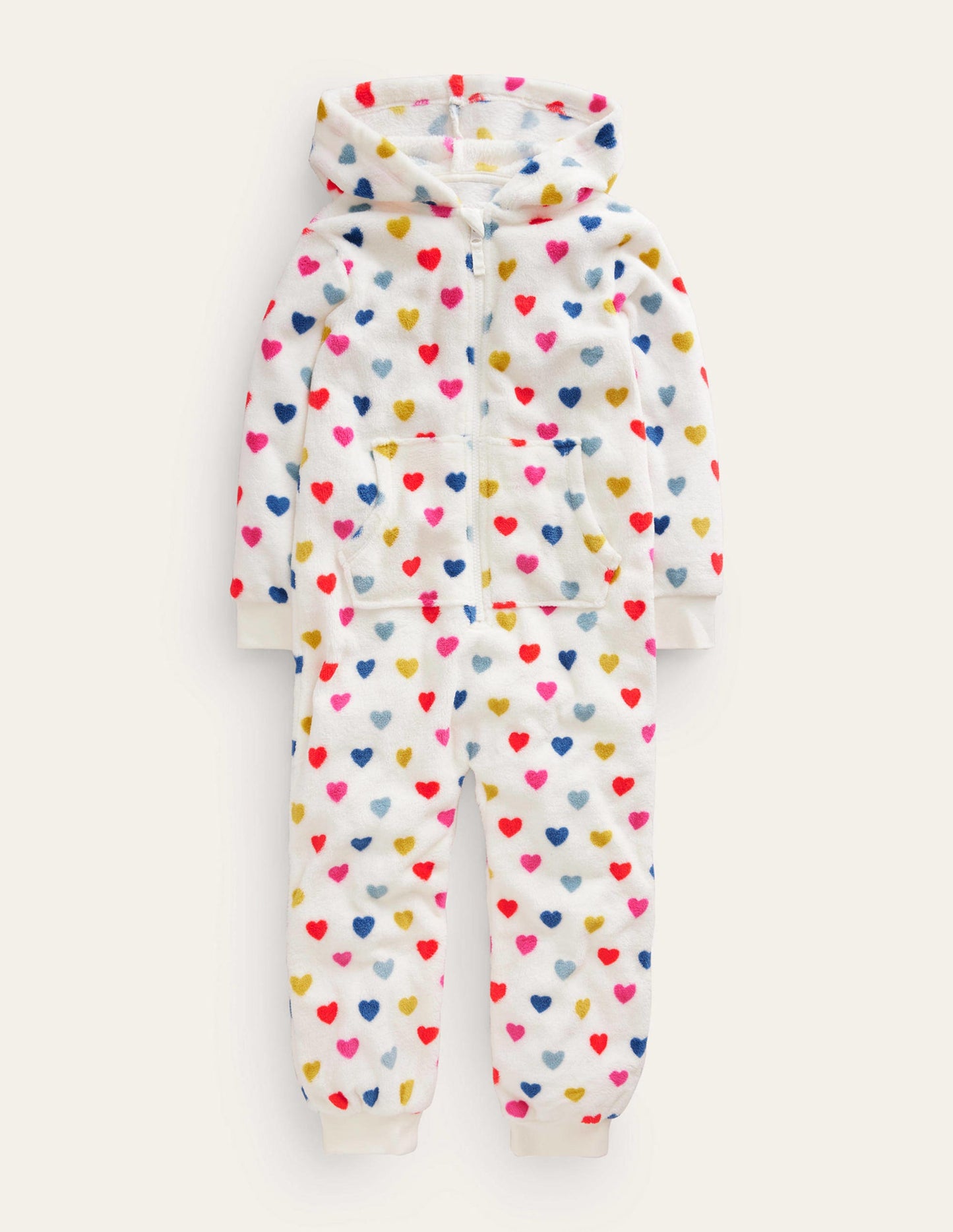 Cosy Fleece All-In-One-Ivory Multi Hearts