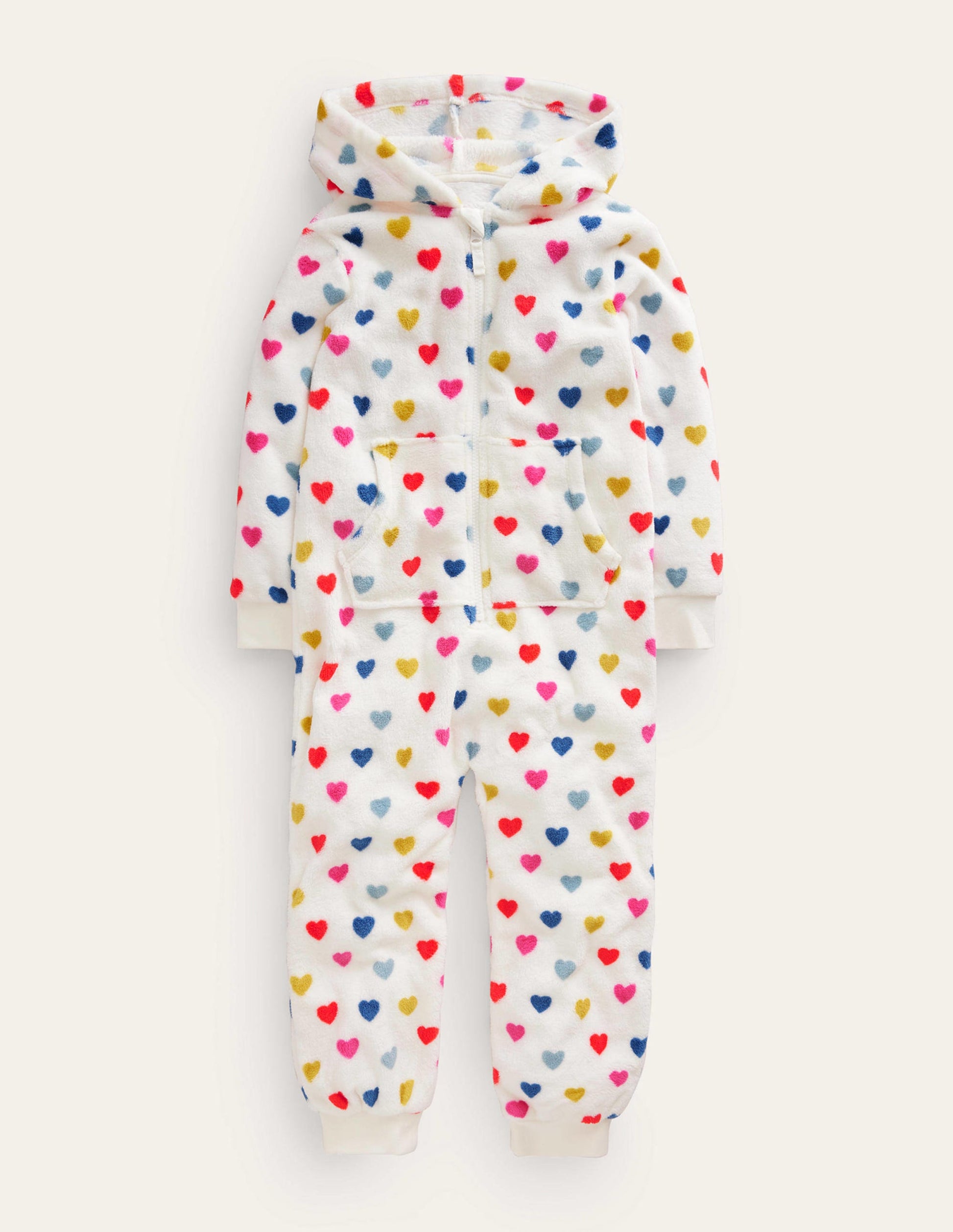 Cosy Fleece All-In-One-Ivory Multi Hearts-1
