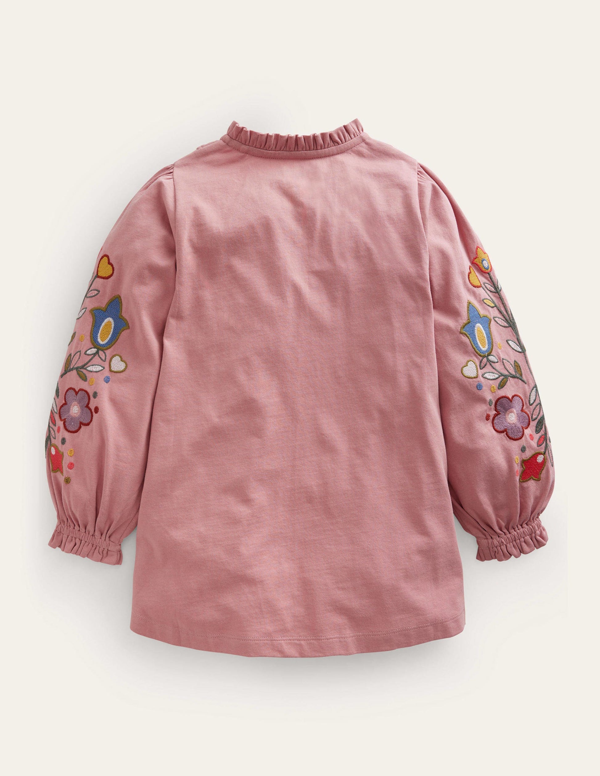 Embroidered Sleeve Tunic-Almond Pink Floral-2