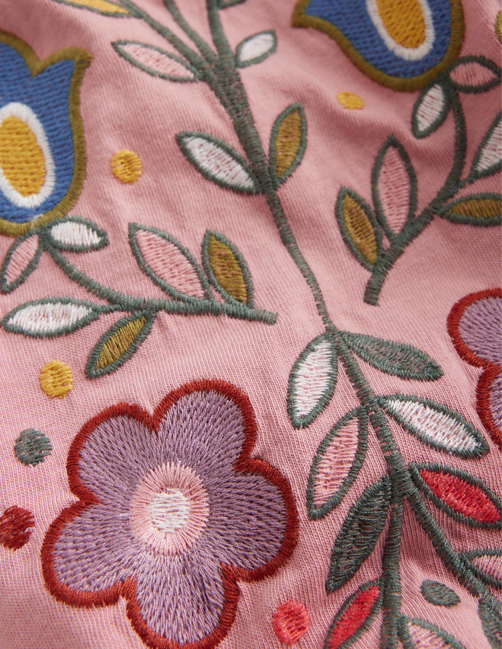 Embroidered Sleeve Tunic-Almond Pink Floral-3
