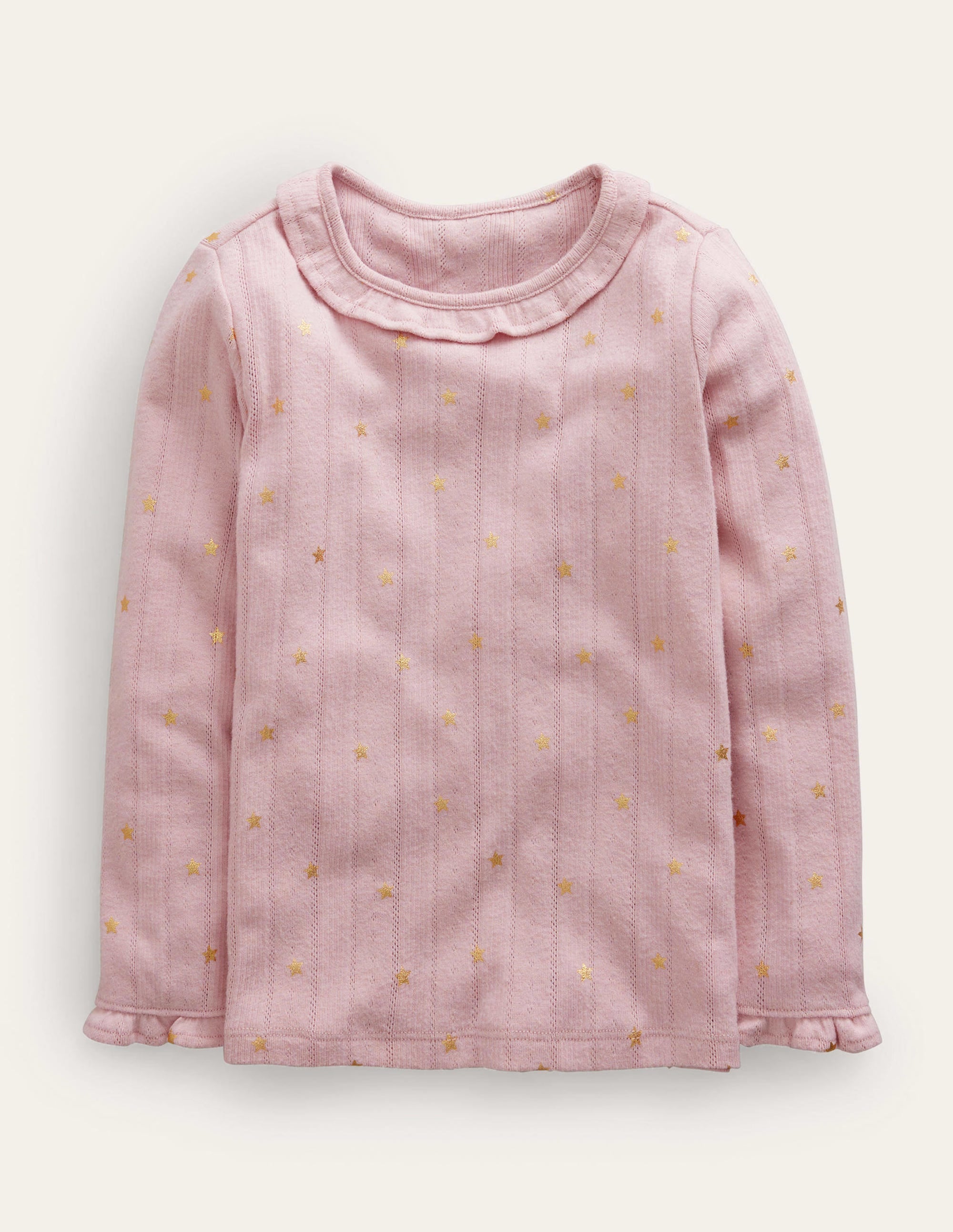 Ruffle Sparkle Pointelle-French Pink Gold Star - Image 1