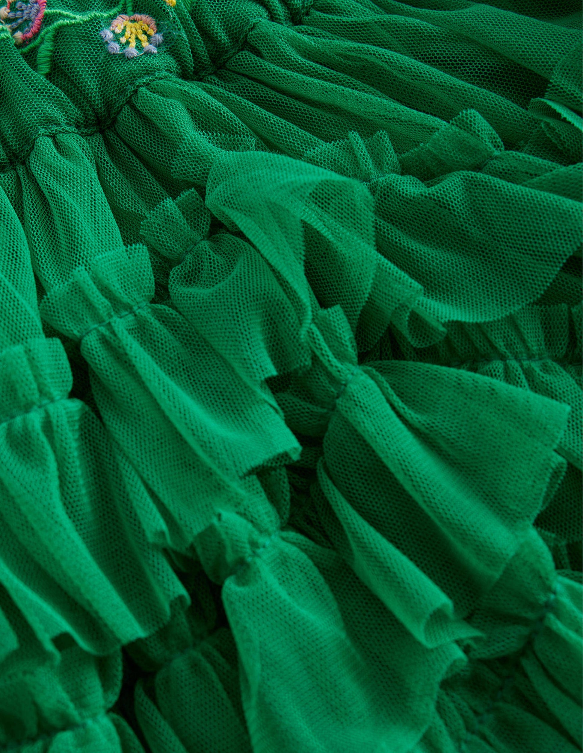 Ruffle Tulle Skirt-Veridian Green-3