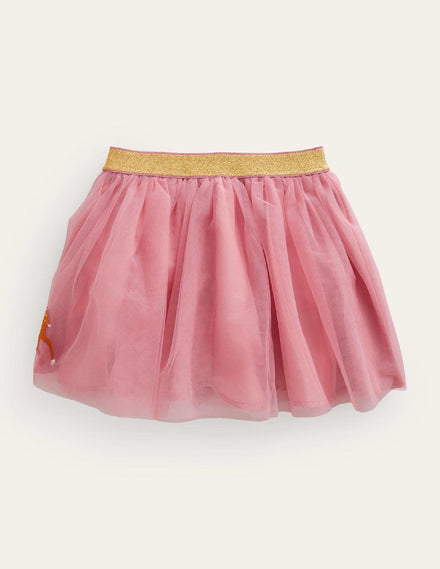 Applique Tulle Skirt-Almond Pink Sleigh