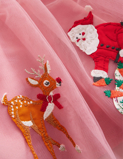 Applique Tulle Skirt-Almond Pink Sleigh-3