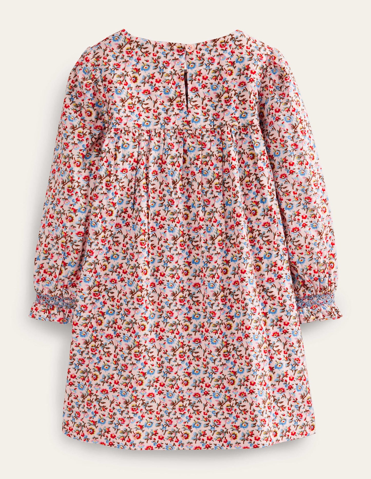 Cord Smocked Dress-Light Pink Bramble