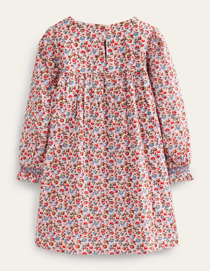 Cord Smocked Dress-Light Pink Bramble-2