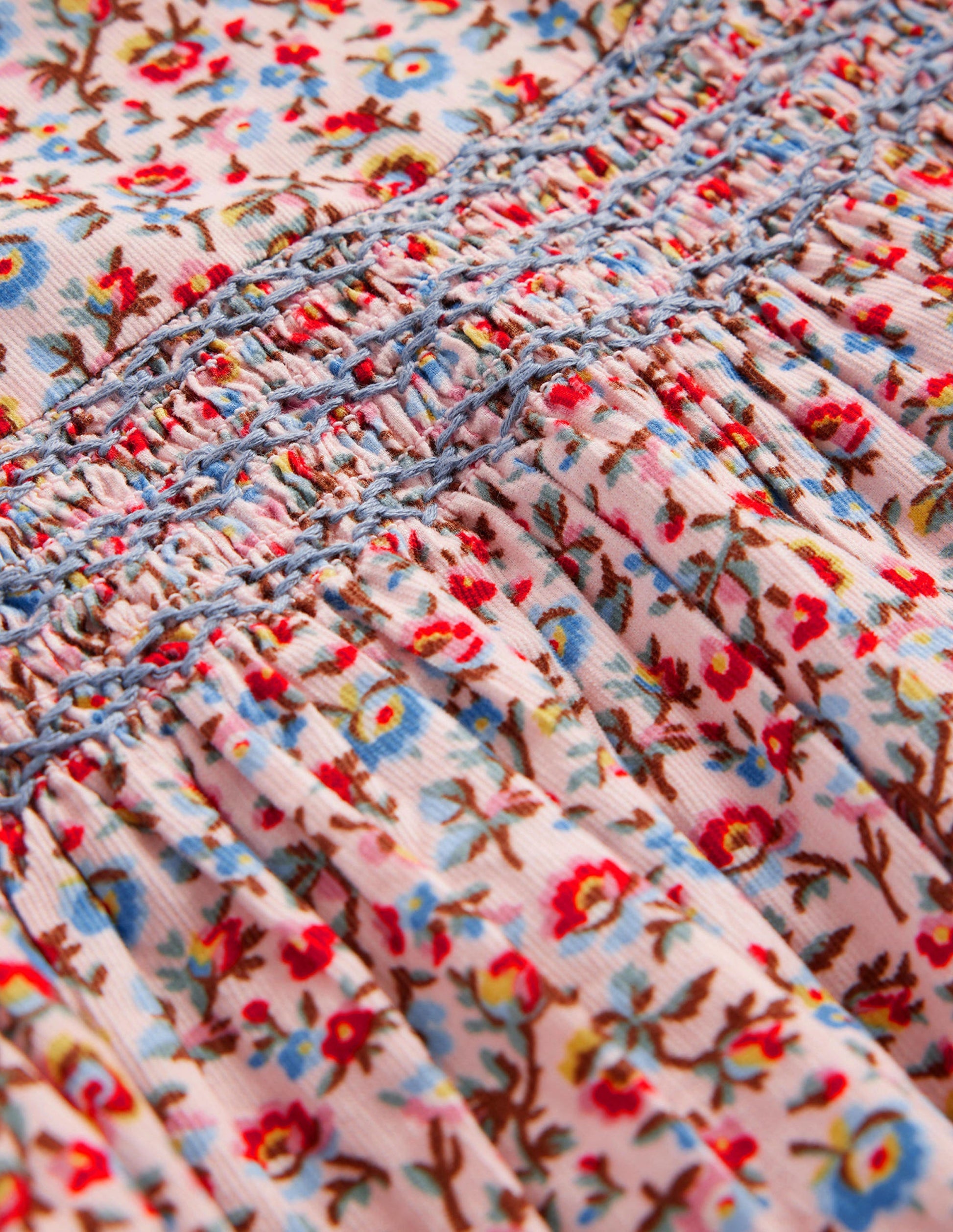 Cord Smocked Dress-Light Pink Bramble-3