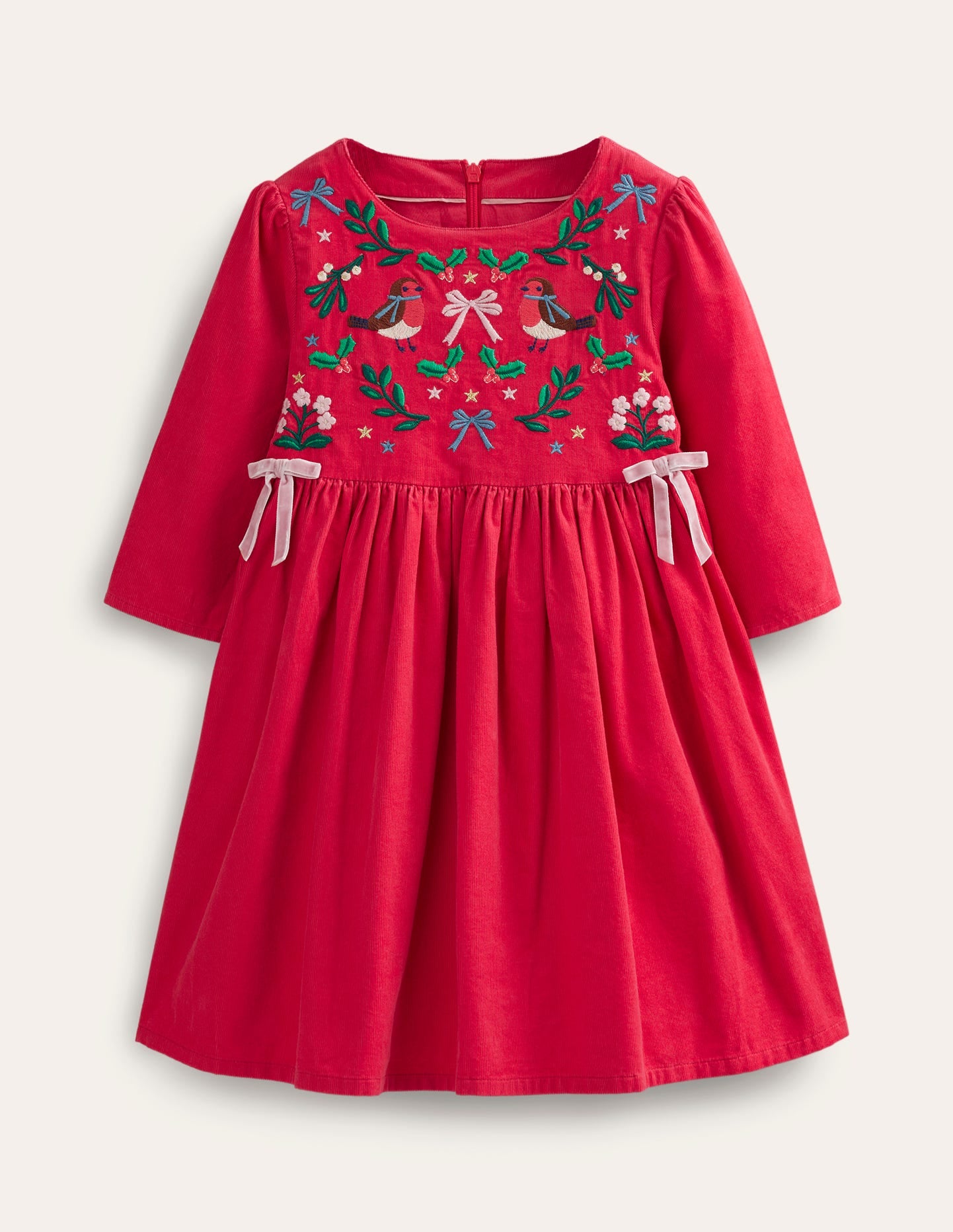 Embroidered Cord Dress-Pop Peony Festive-1