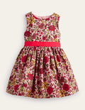 Sateen Party Dress-Chalky Pink Woodland Rose