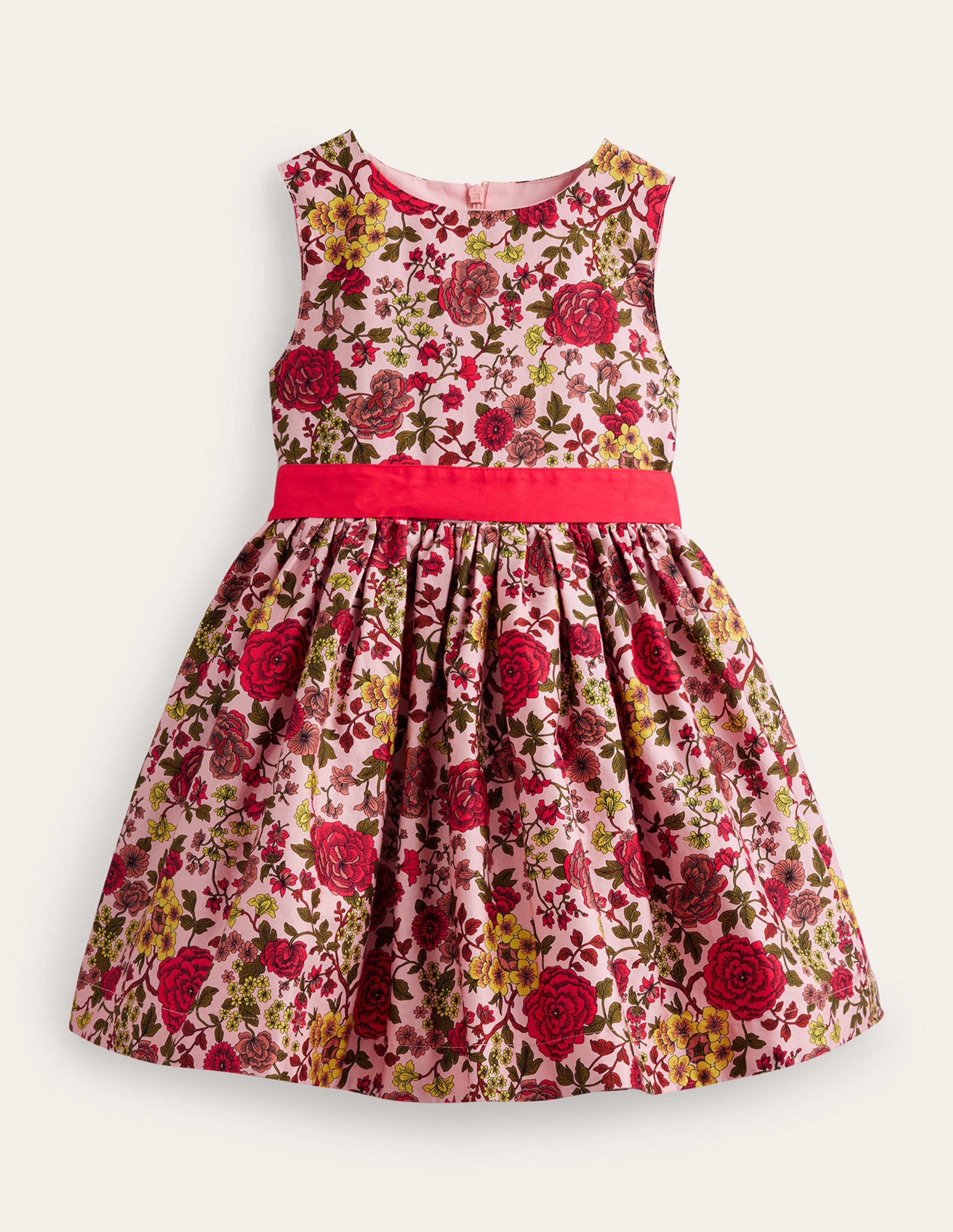 Sateen Party Dress-Chalky Pink Woodland Rose-1