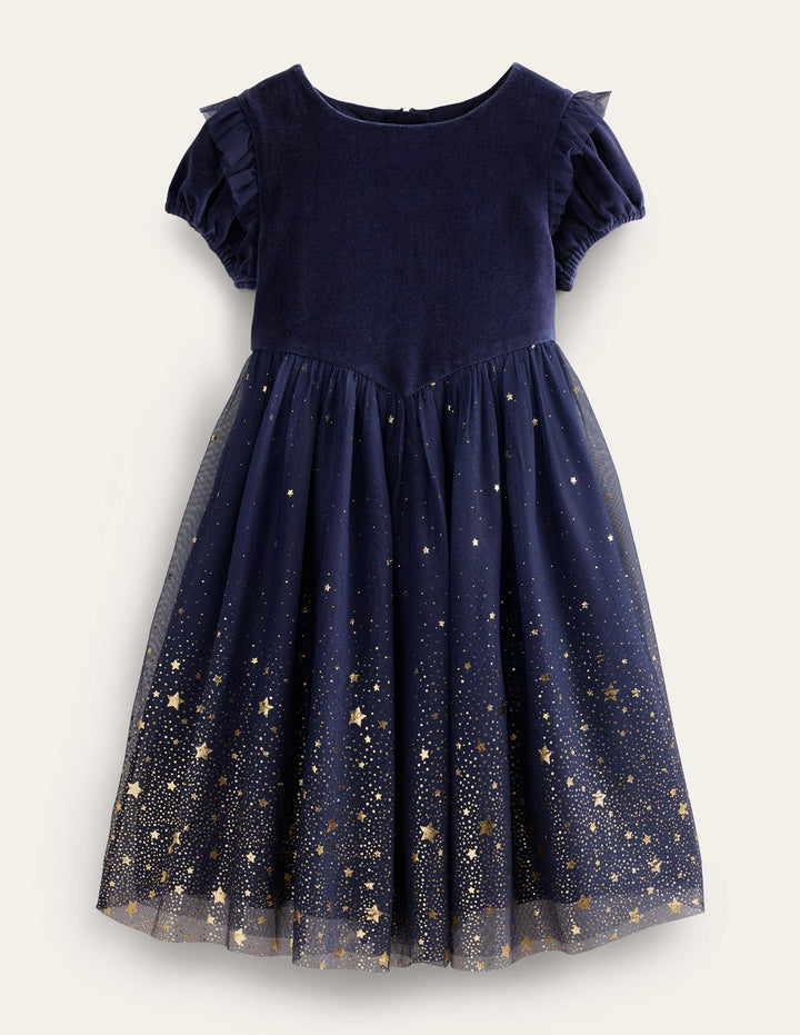 Dip Dye Metallic Party Dress-French Navy