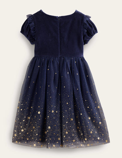 Dip Dye Metallic Party Dress-French Navy-3