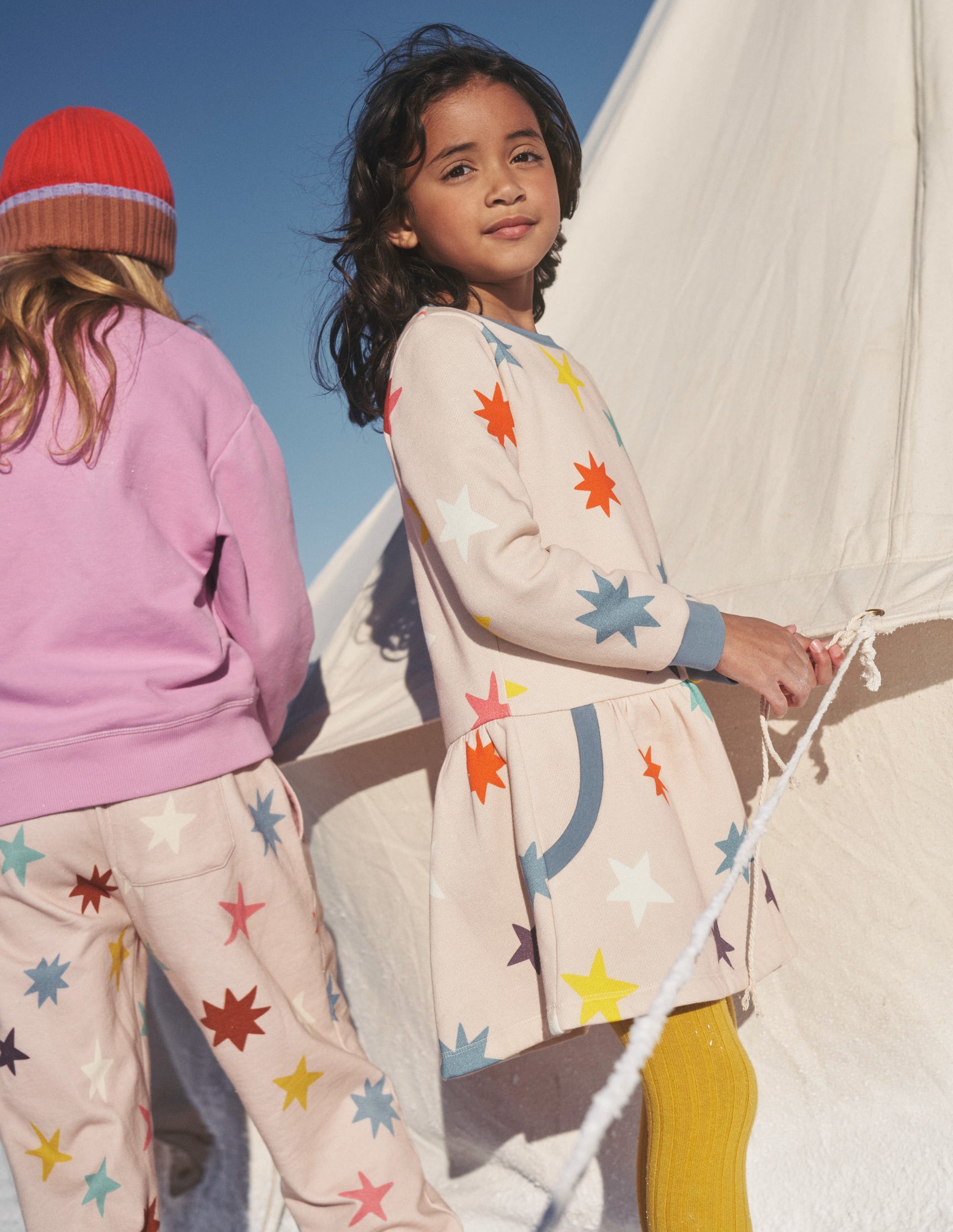 Cosy Printed Sweatshirt Dress-Sandpiper Multi Star-4