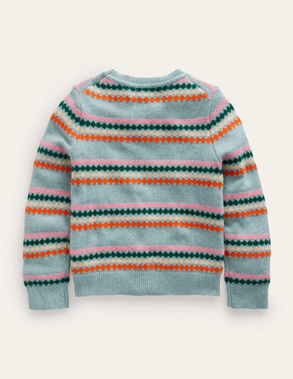 All Over Fair Isle Jumper-Dusk Blue Stripe-3