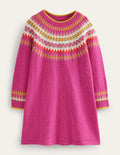 Fair Isle Jumper Dress-Mid Pink Fair Isle