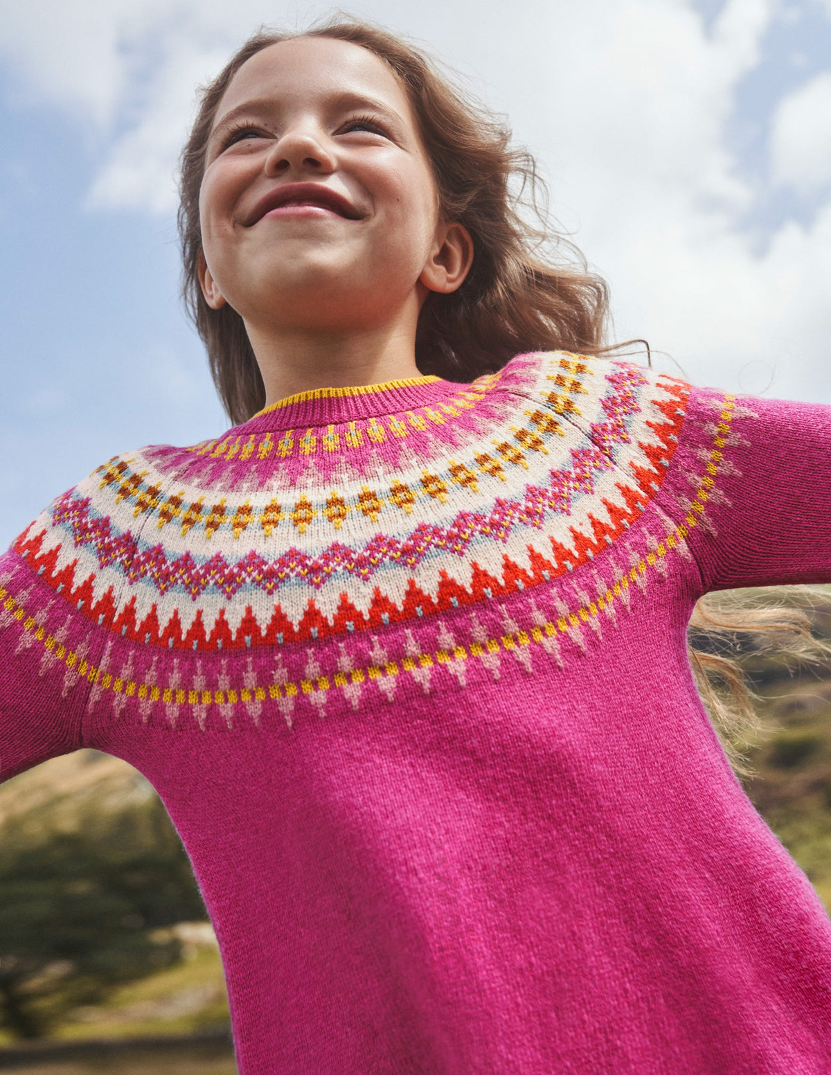 Fair Isle Jumper Dress-Mid Pink Fair Isle - Image 4