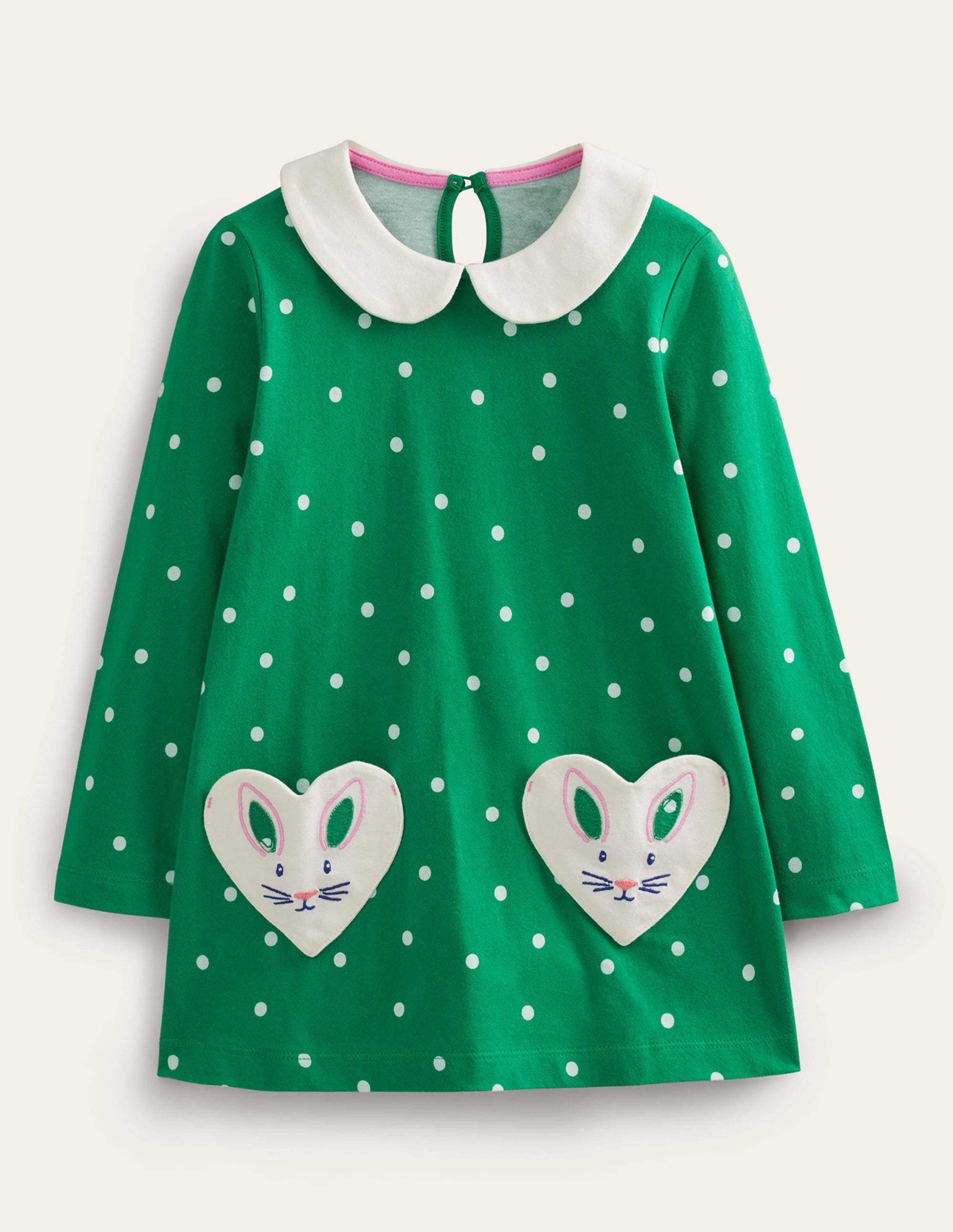 Collared Pocket Tunic-Veridian Green Spot Bunny - Image 1