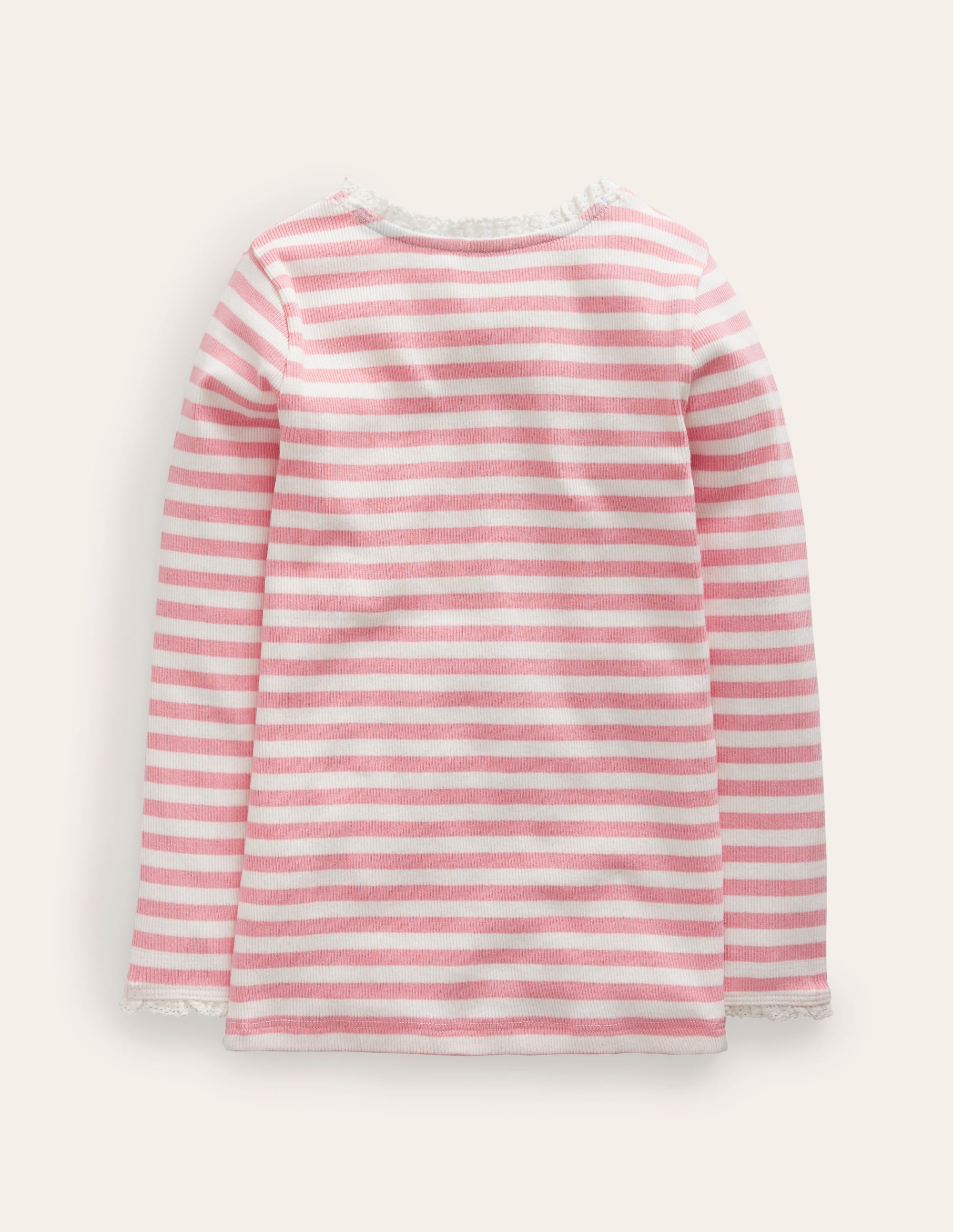 Ribbed Long Sleeve T-Shirt-Ballet Pink/Ivory - Image 2