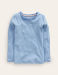Ribbed Long Sleeve T-Shirt-Dusk Blue