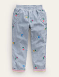 Lined Cord Pull-On Trousers-Pebble Blue
