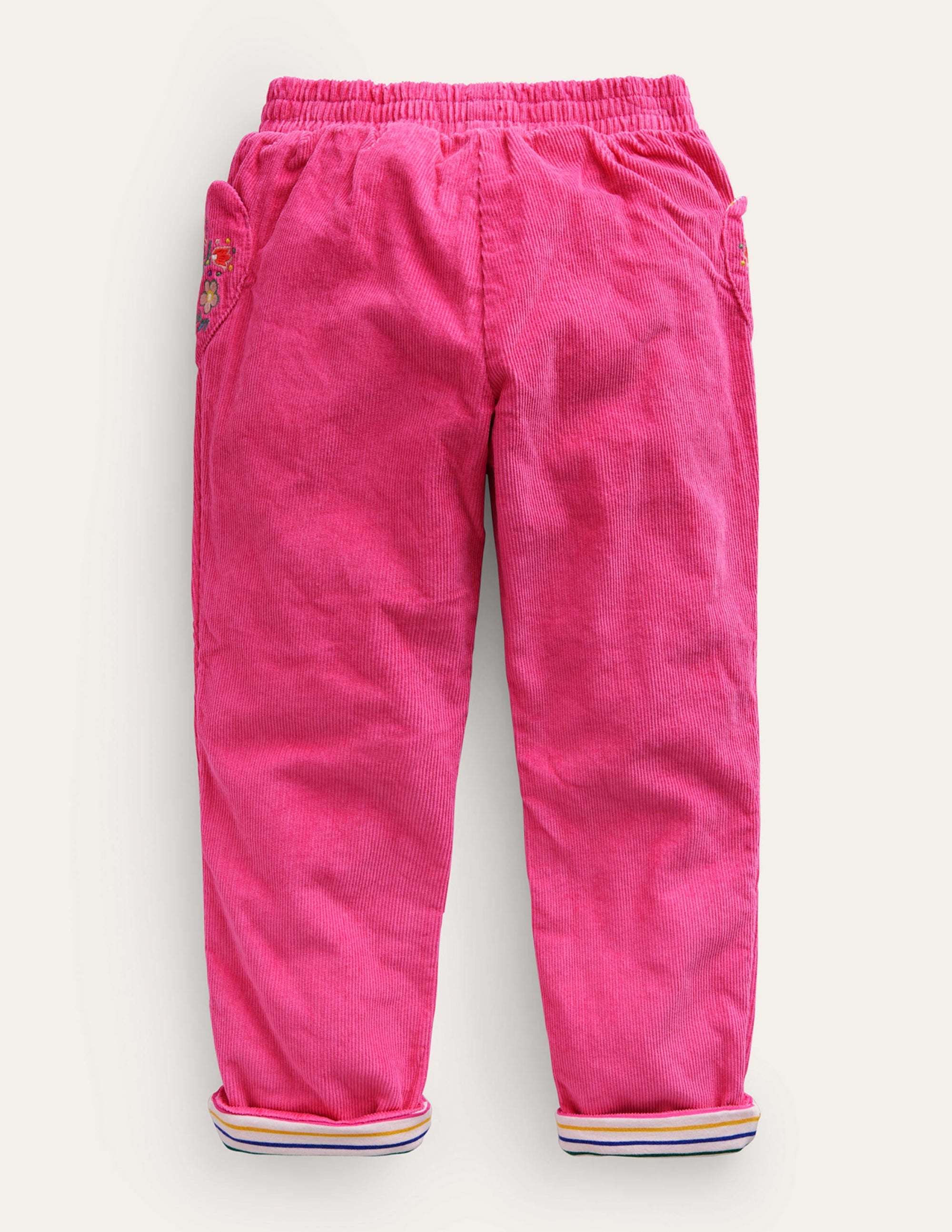 Lined Cord Pull-On Trousers-Mid Pink - Image 2