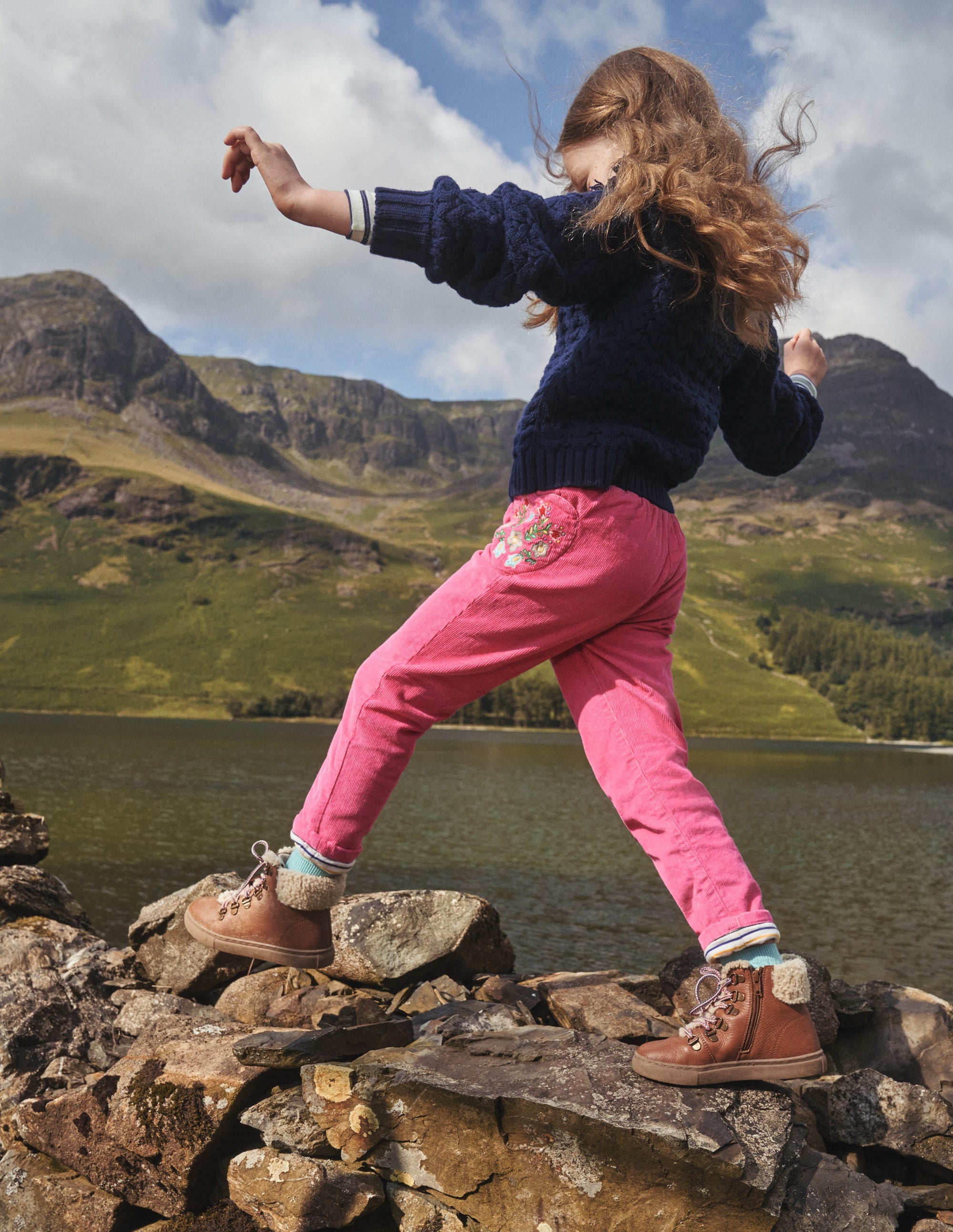 Lined Cord Pull-On Trousers-Mid Pink - Image 4