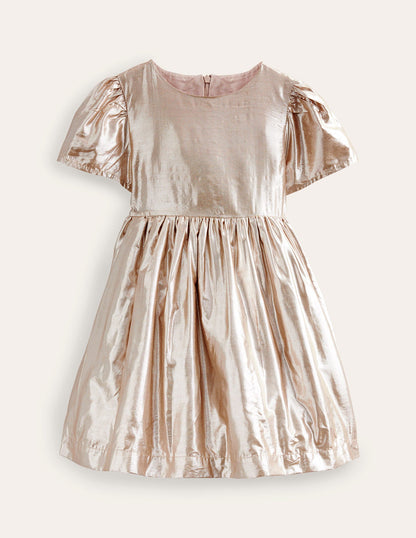 Metallic Party Dress-Gold Metallic-1