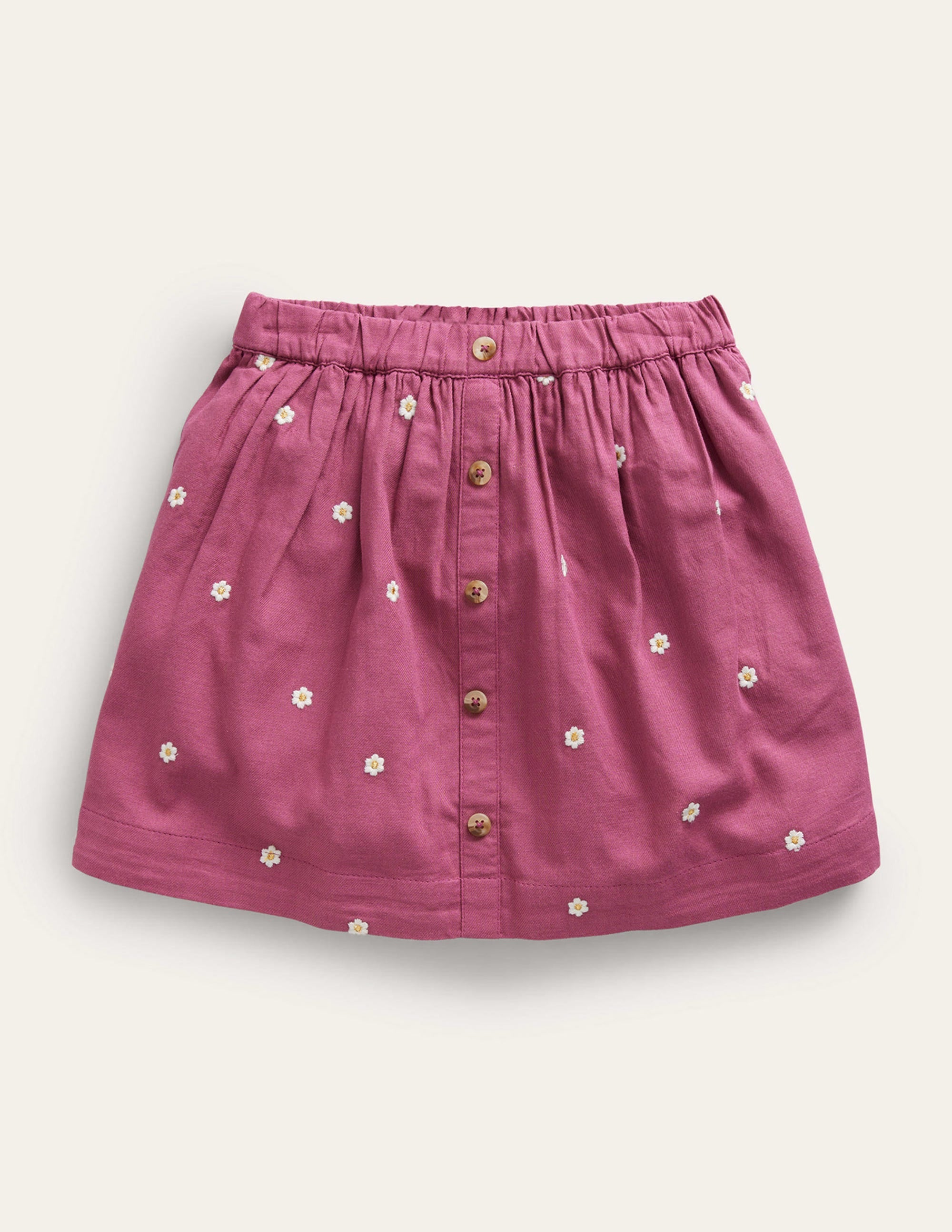 Embroidered Twirly Skirt-Teacup Pink Daisy - Image 1