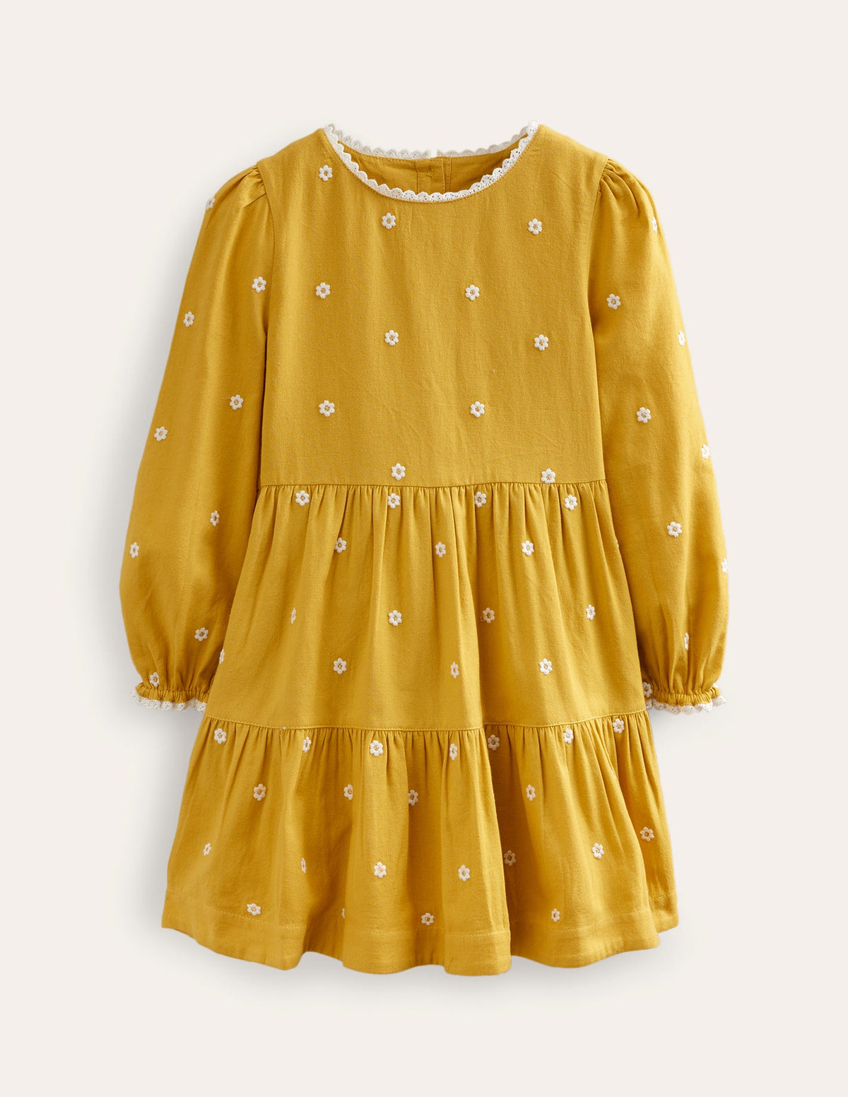 Embroidered twirly Dress-Honeycomb Yellow Daisy - Image 1