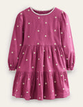 Embroidered twirly Dress-Teacup Pink Daisy