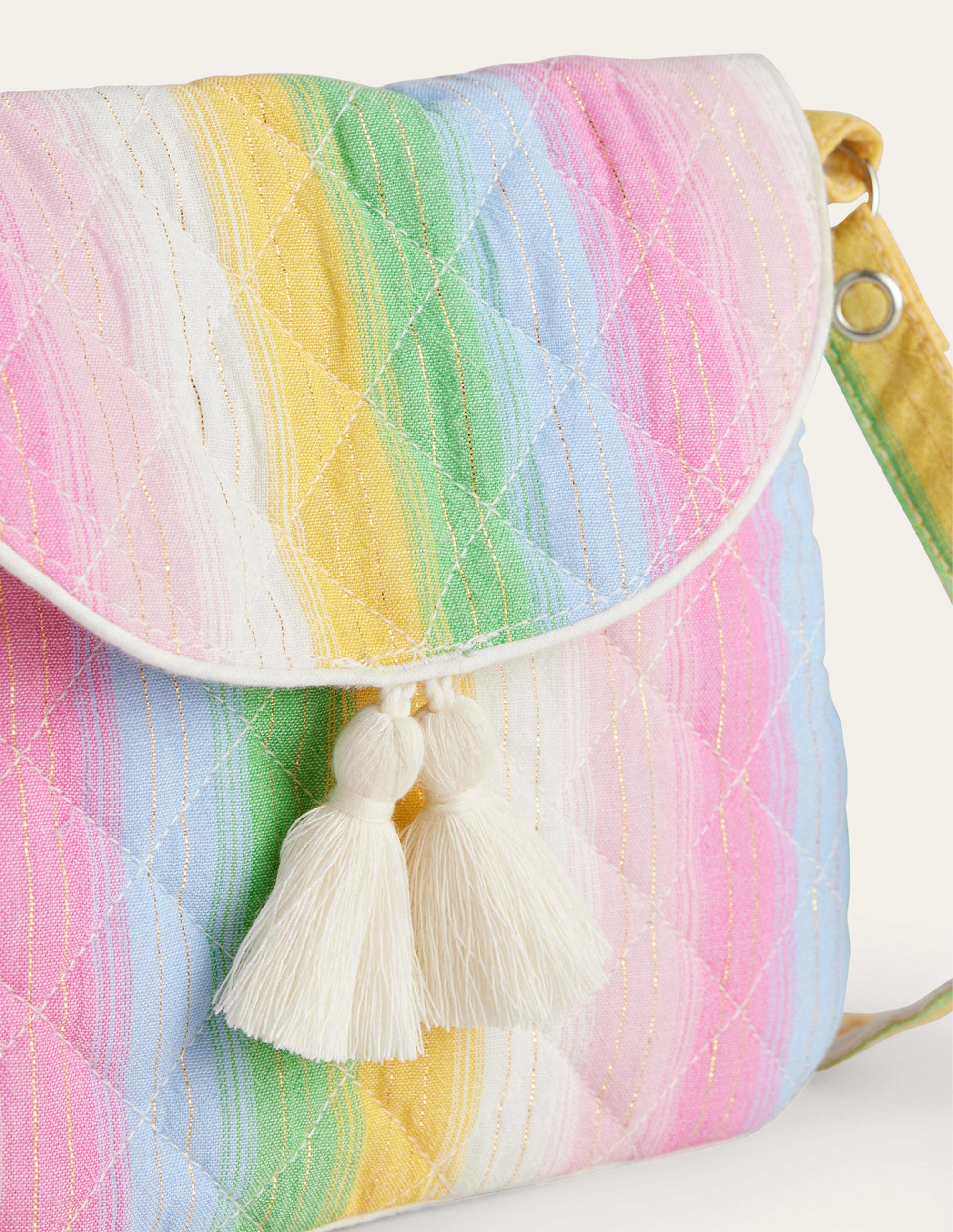 Quilted Crossbody Bag-Multi Rainbow Stripe - Image 2