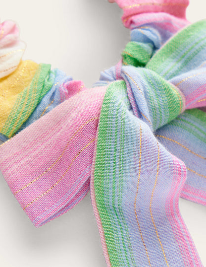 Bow Scrunchie-Multi Rainbow Stripe-2