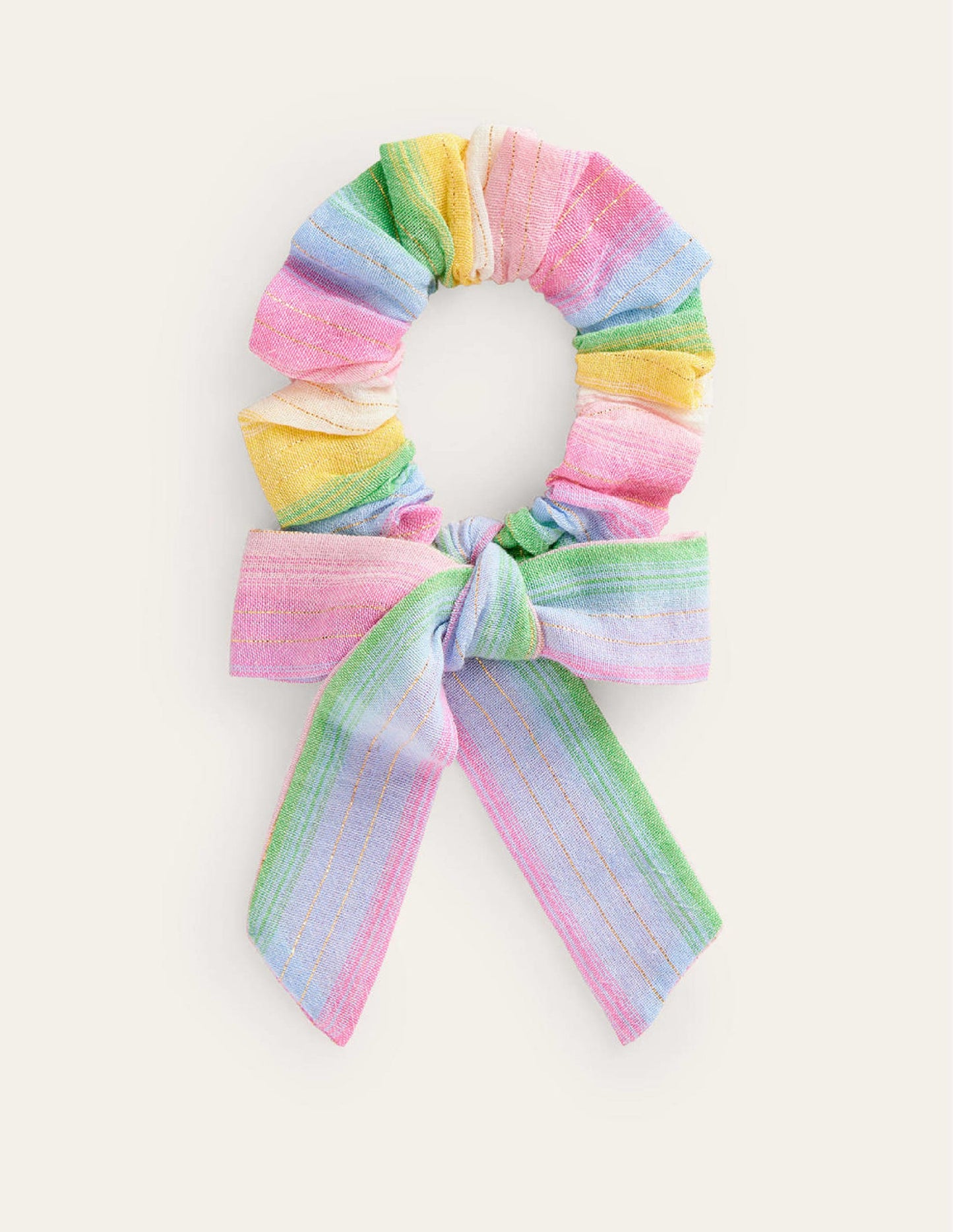 Bow Scrunchie-Multi Rainbow Stripe