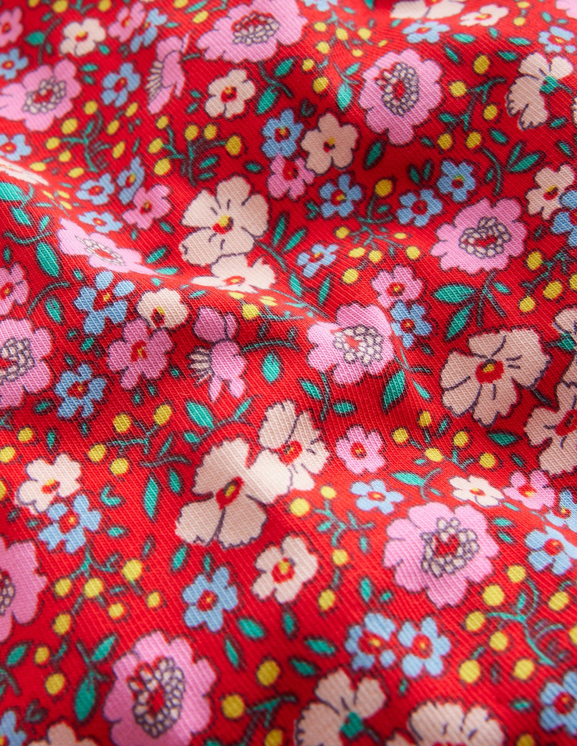 Super Soft Roll Neck Top-Brilliant Red Festive Flower-3