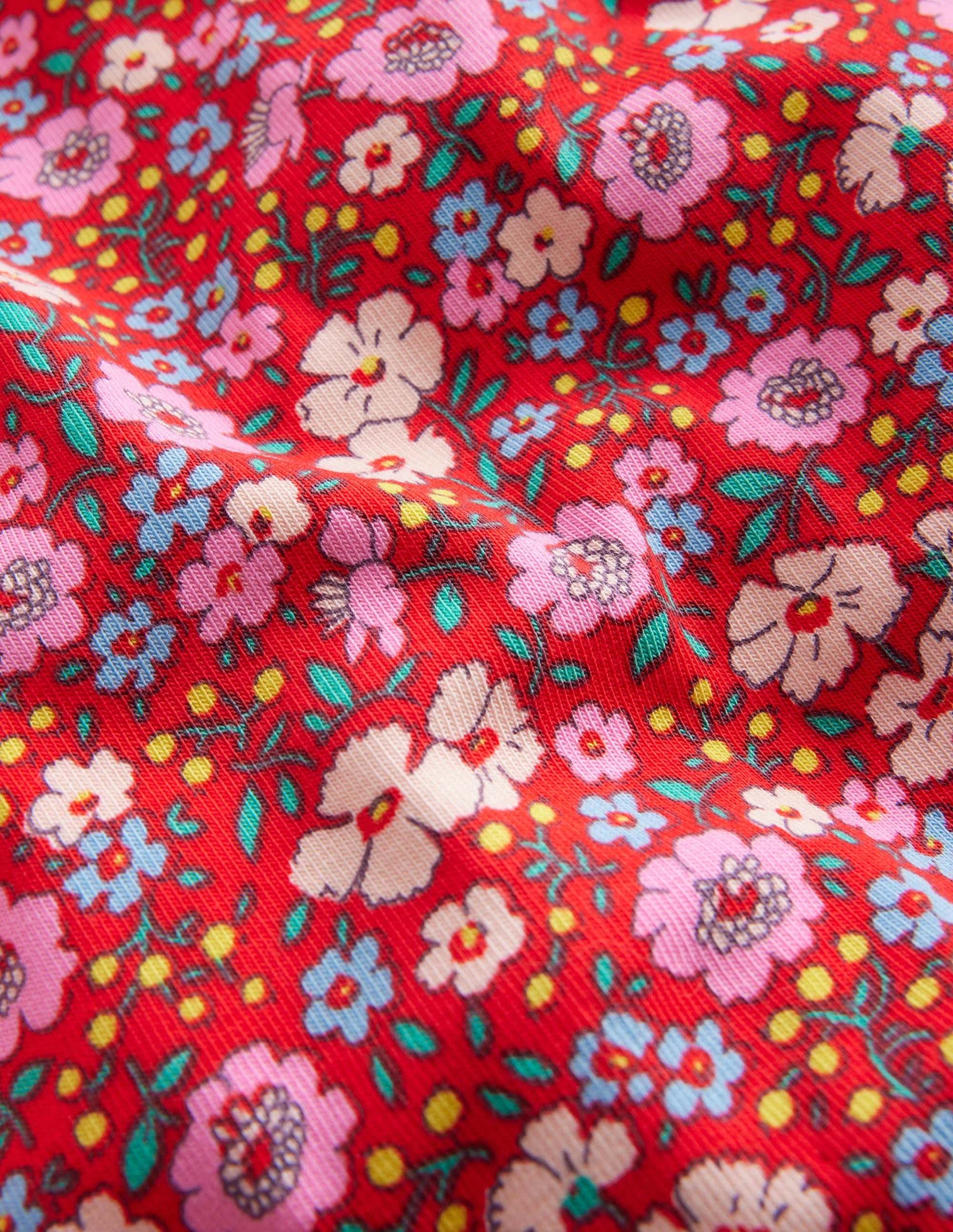 Super Soft Roll Neck Top-Brilliant Red Festive Flower - Image 3
