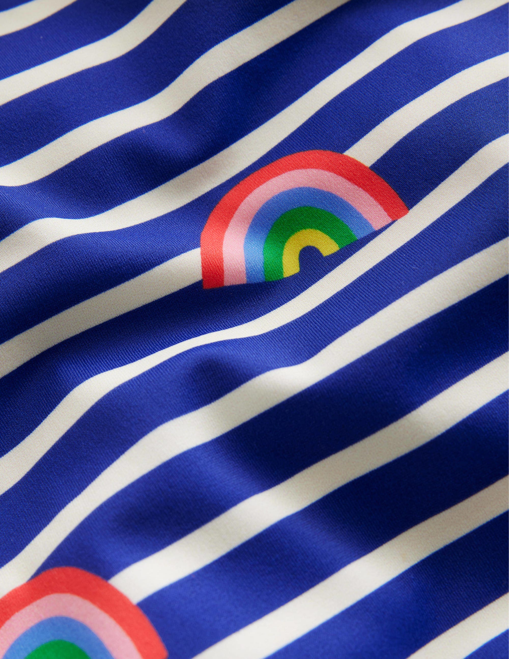 Cross-back Printed Swimsuit-Sapphire Blue Breton Rainbows - Image 3