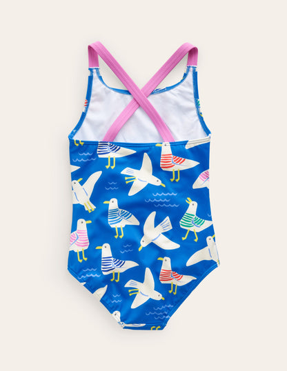 Cross-back Printed Swimsuit-Directoire Blue Seagulls-2