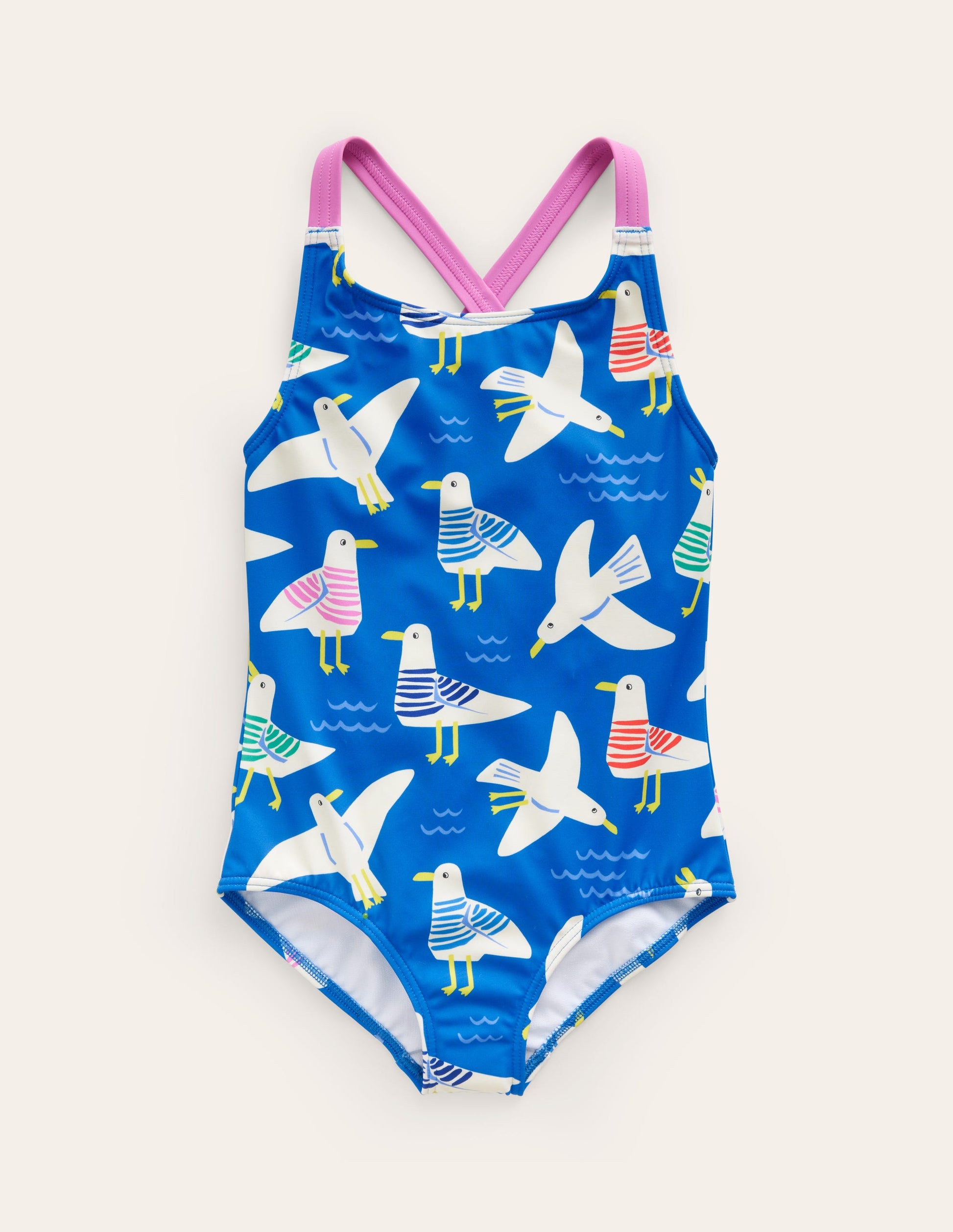 Cross-back Printed Swimsuit-Directoire Blue Seagulls-1