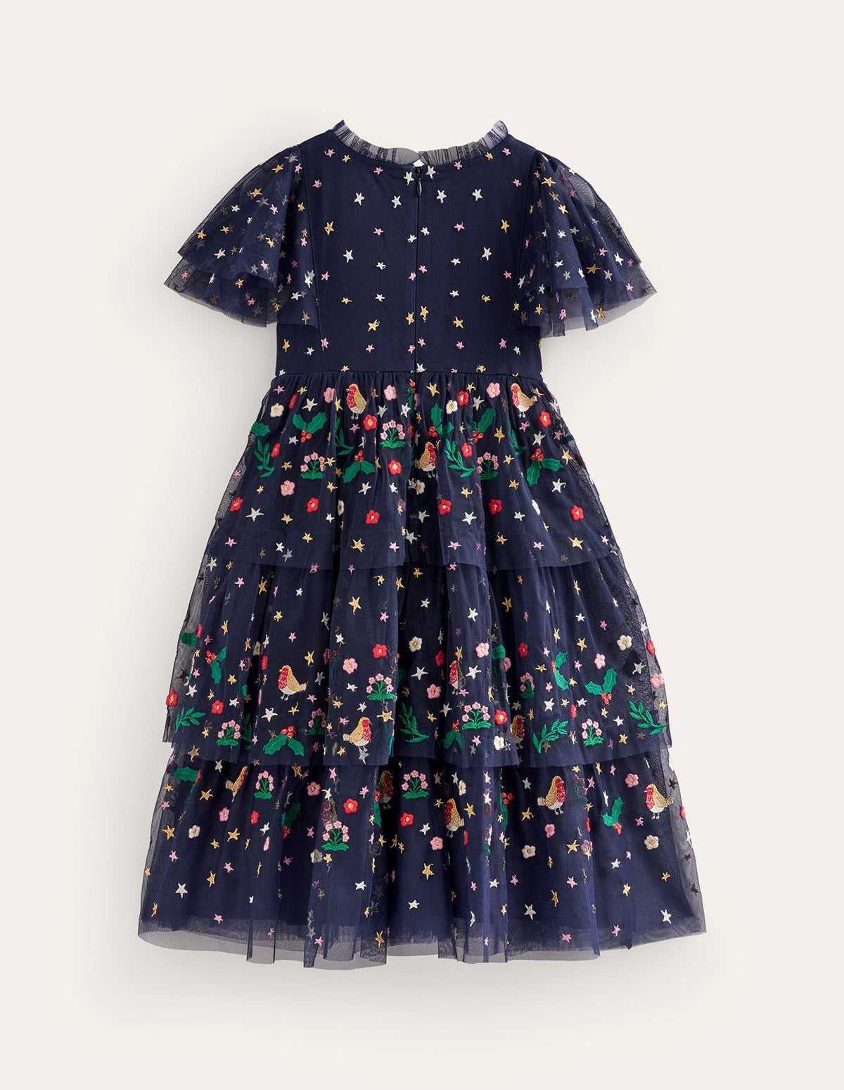 Tulle Embroidered Party Dress-French Navy-2