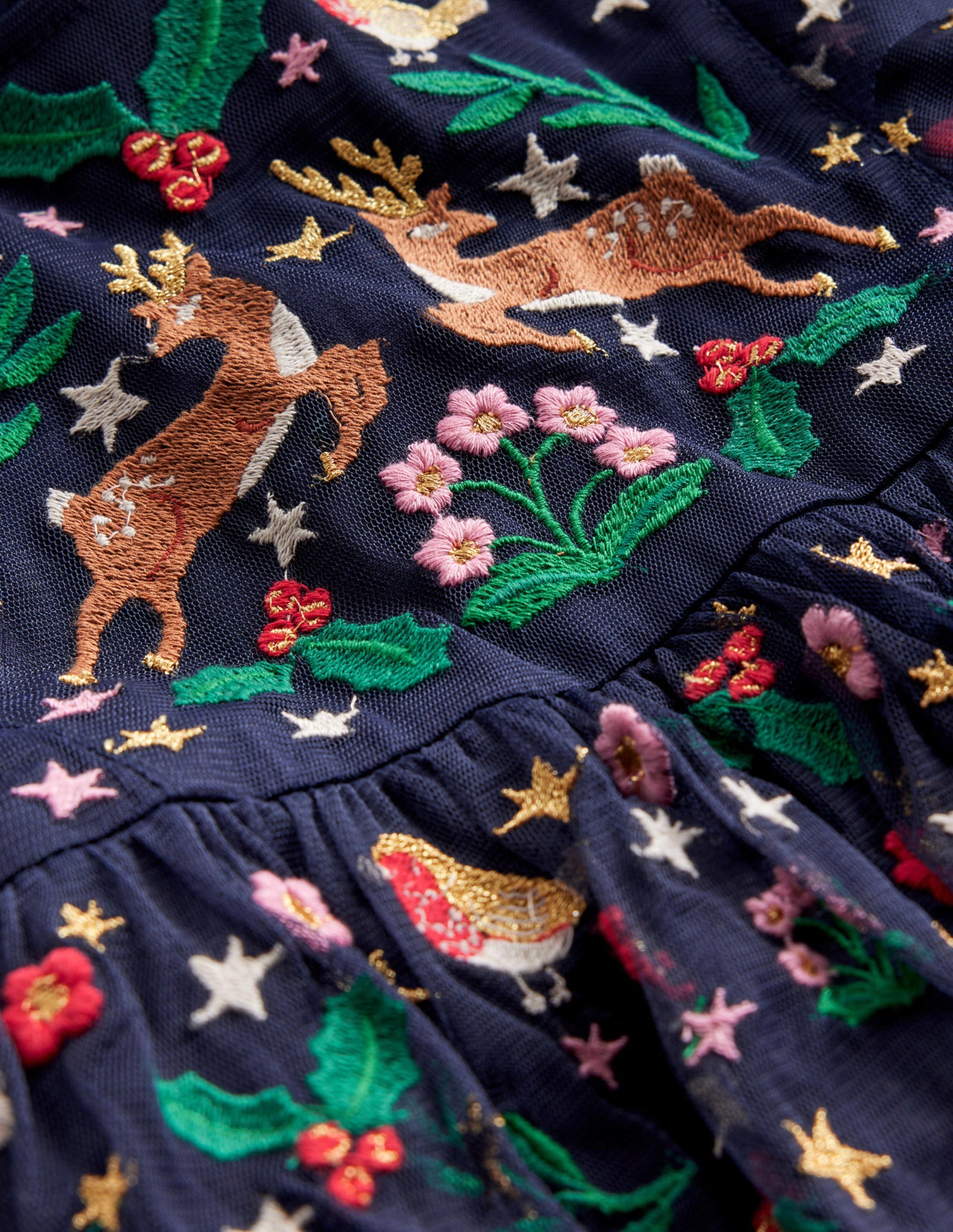 Tulle Embroidered Party Dress-French Navy - Image 3