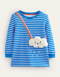 Appliqué Pocket Tunic-Delft Blue/Ivory Cloud