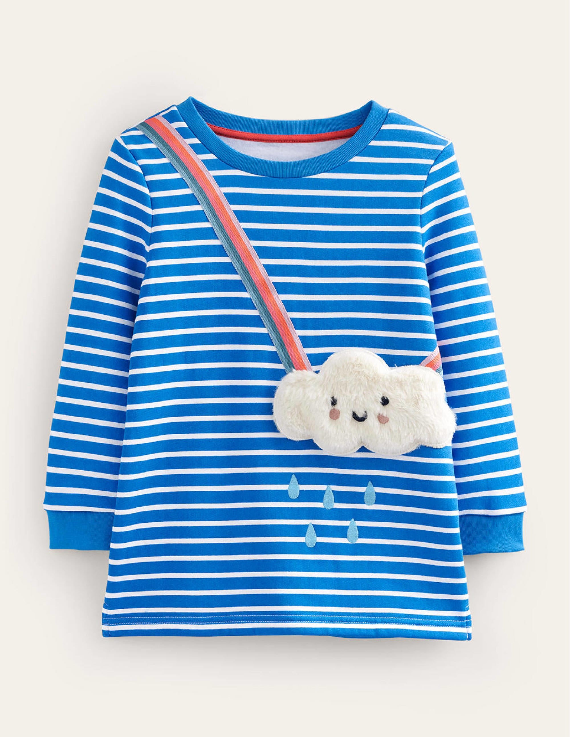 Appliqué Pocket Tunic-Delft Blue/Ivory Cloud - Image 1