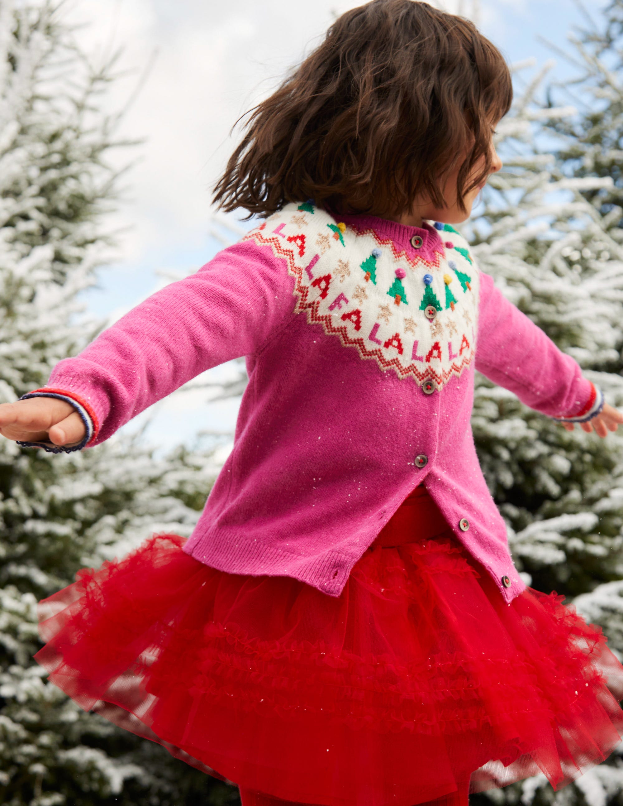 Fun Fair Isle Cardigan-Vibrant Pink Festive - Image 4
