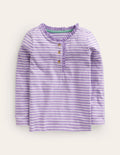 Henley Ruffle Breton Top-Ivory/Purple
