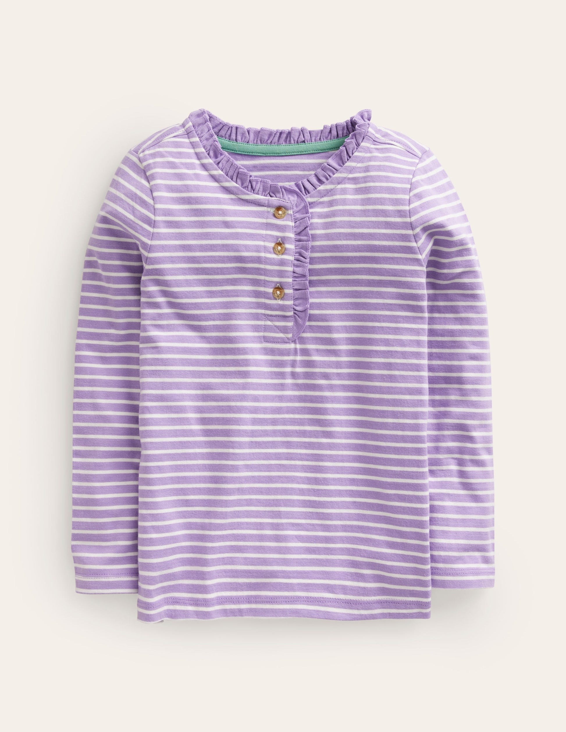 Henley Ruffle Breton Top-Ivory/Purple-1