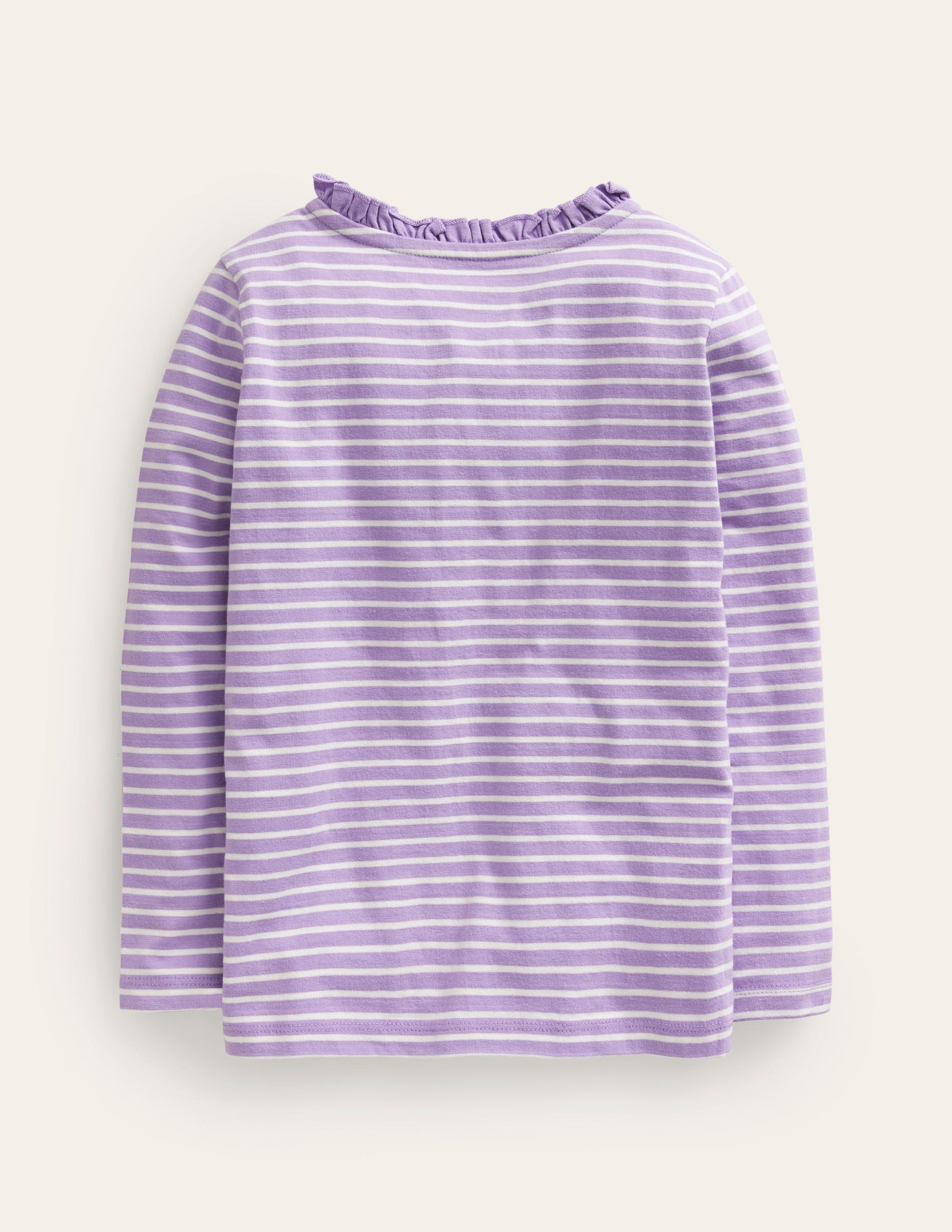 Henley Ruffle Breton Top-Ivory/Purple-2