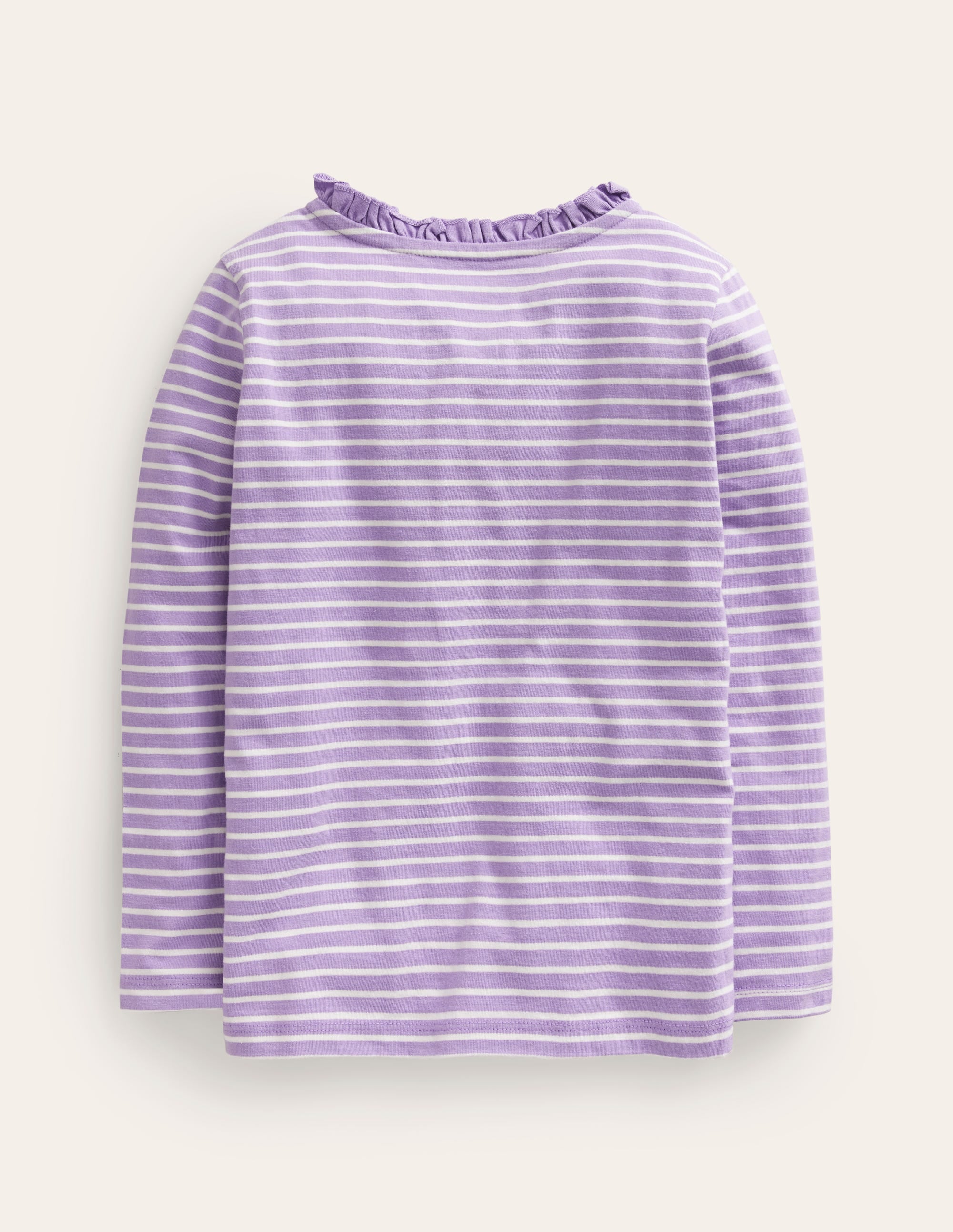 Henley Ruffle Breton Top-Ivory/Purple - Image 2