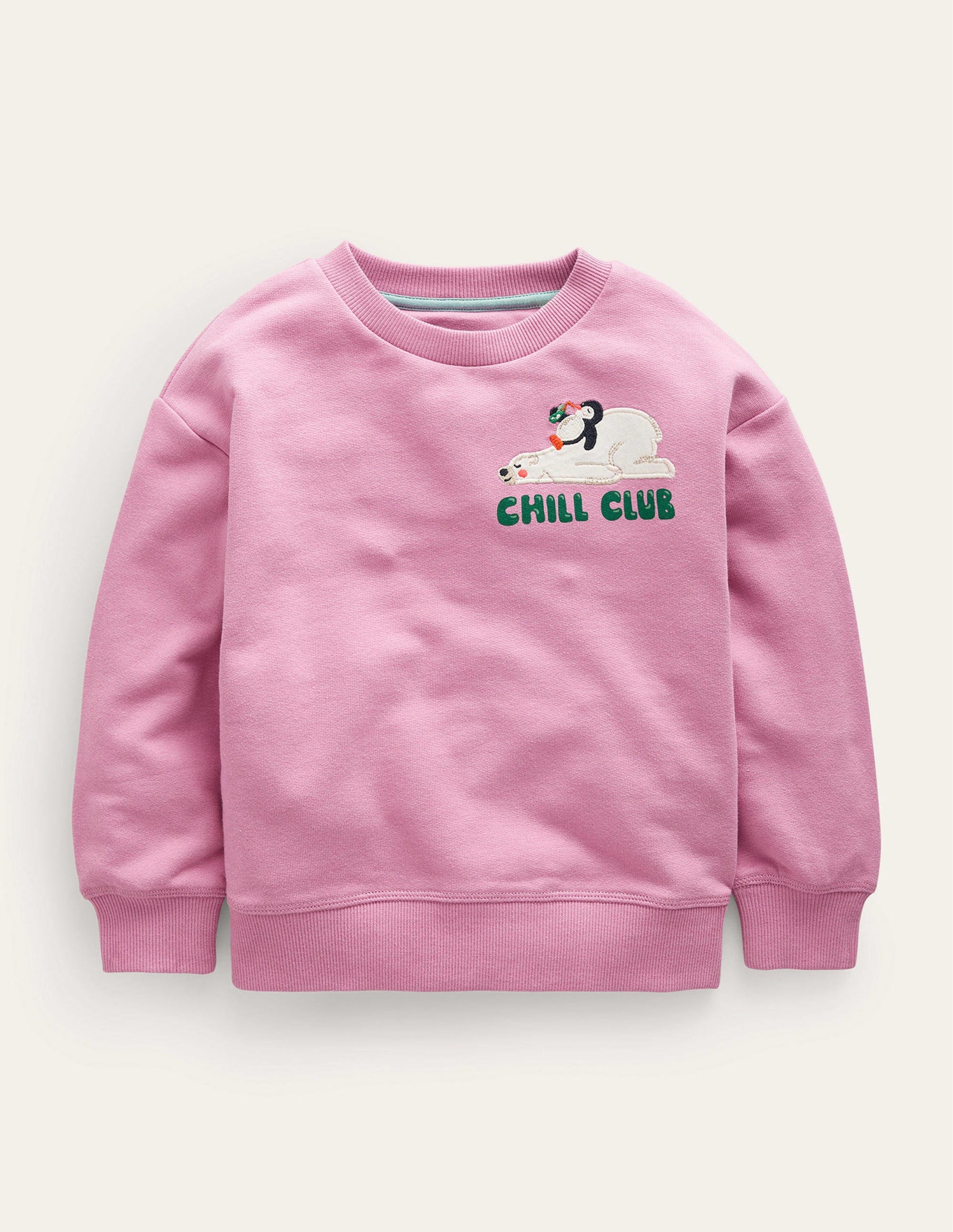 Relaxed Logo Sweatshirt-Sherbet Pink Polar Bear-1