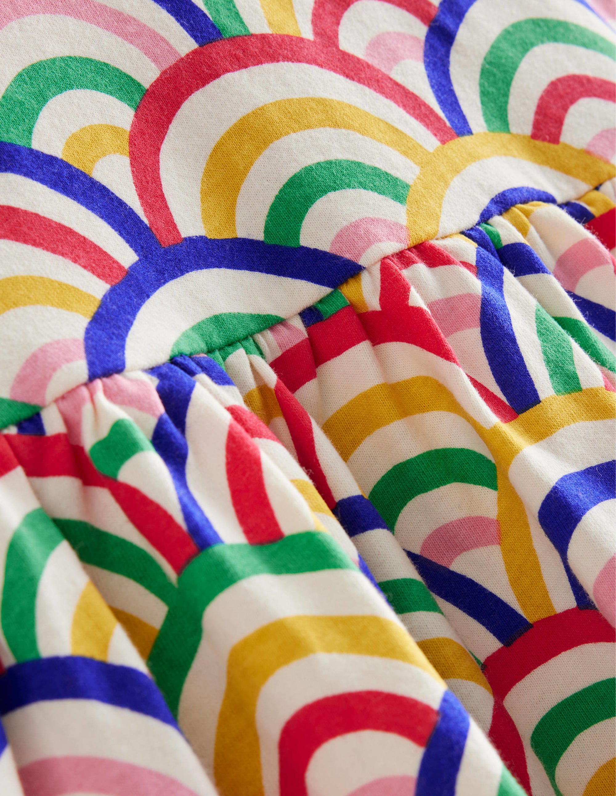 Short-sleeved Fun Jersey Dress-Ivory Multi Rainbow - Image 3